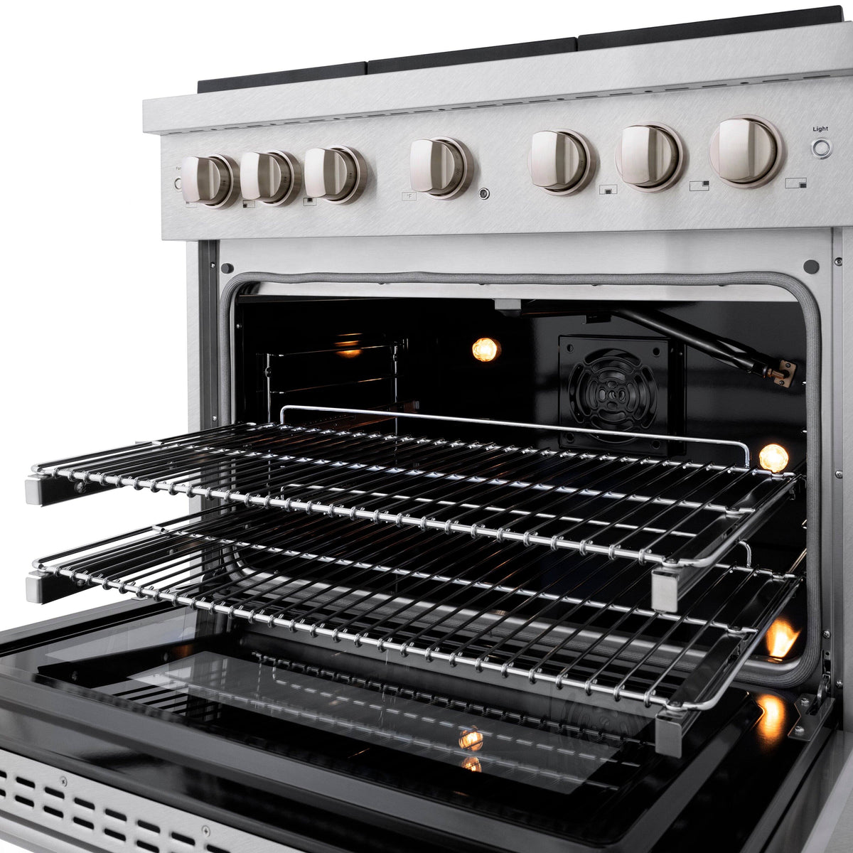 ZLINE - 36 in. Wide 6 Burner Paramount Satin Stainless Gas Range w/ Convection Oven  (SGRS-BR-36) - Stainless Steel