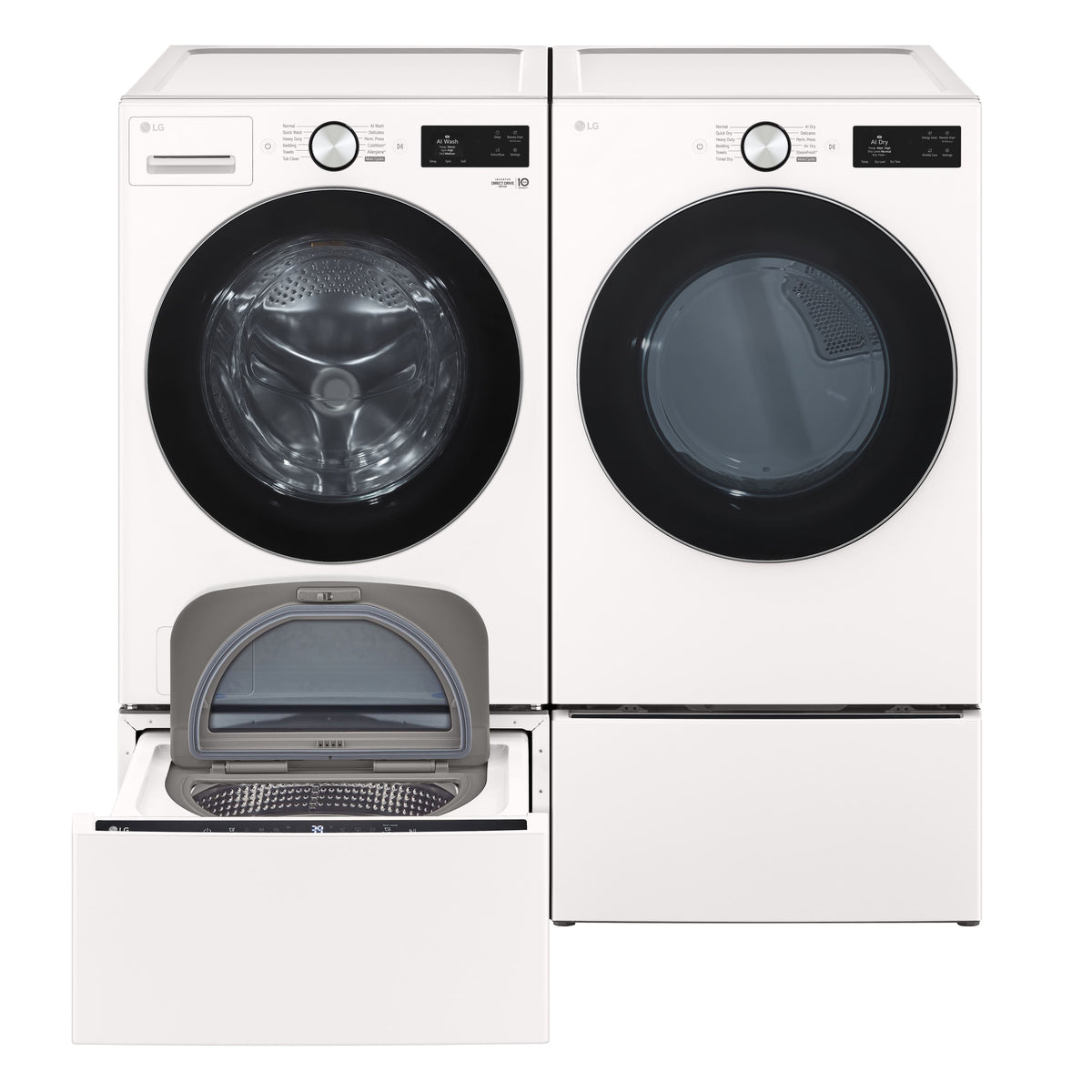 LG - 5.0 Cu. Ft. High-Efficiency Stackable Smart Front Load Washer with Steam and TurboWash 360° - Alpine White