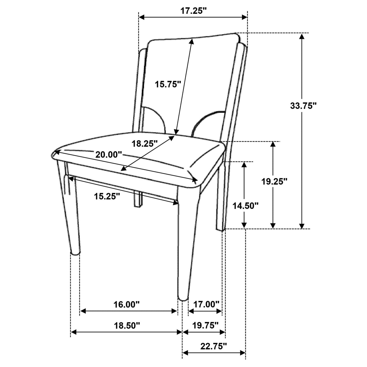 Graham - Silla de comedor tapizada (juego de 2) - Nogal