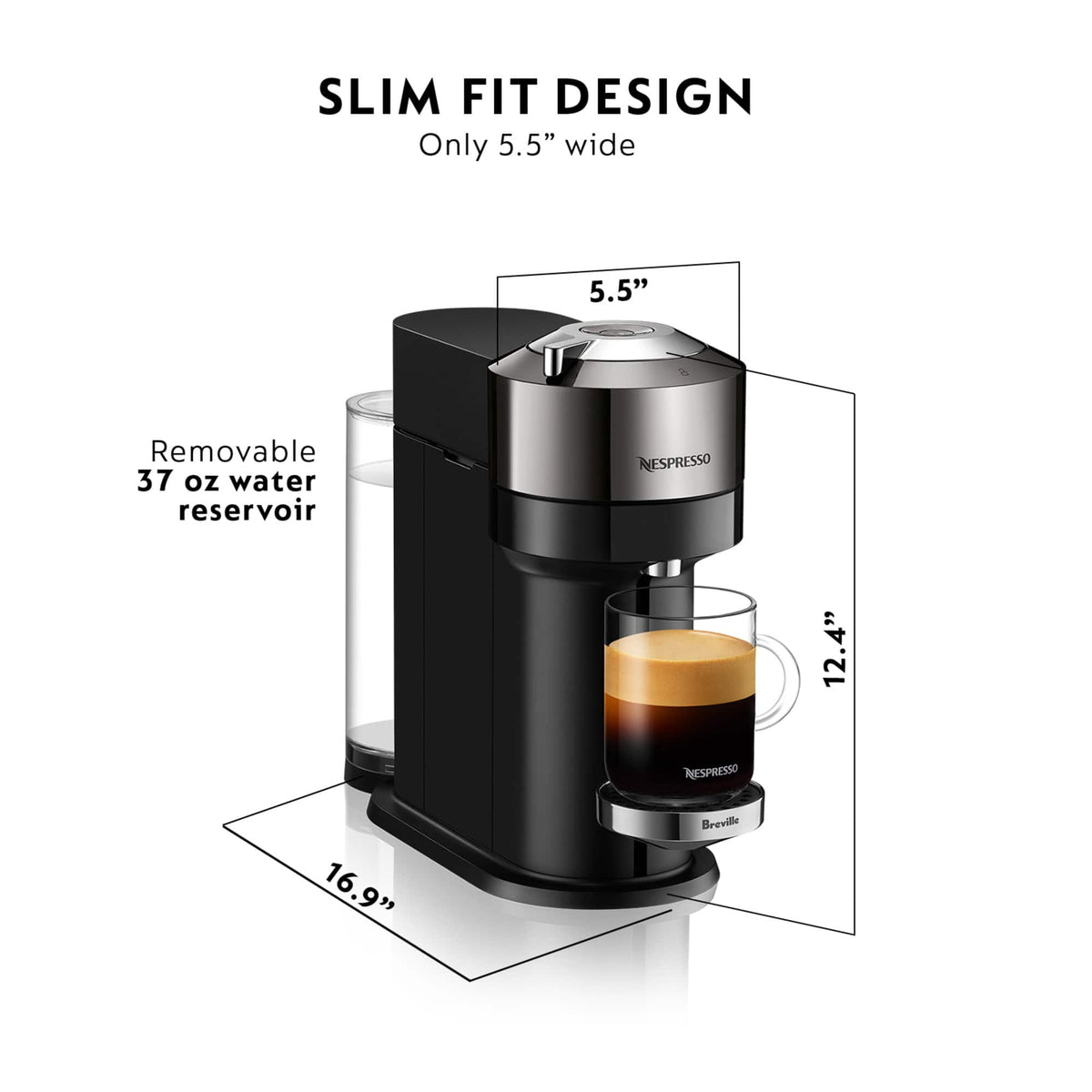 Nespresso - Vertuo Next Deluxe Bundle by Breville - Dark Chrome
