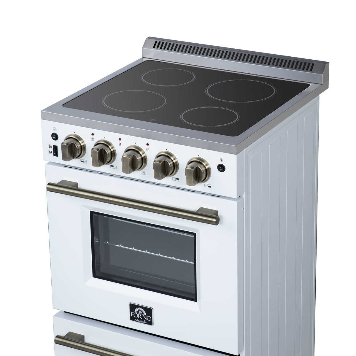 Forno Appliances - 24 in. Wide 4 Elements Loiano 2.3 Cu. Ft. Freestanding Electric Range with Storage Drawer - White