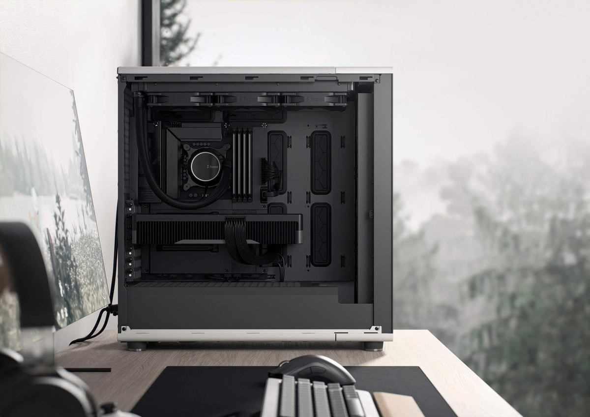 Fractal Design - North XL Chalk White Chassis with Oak Front and Clear TG Side Panel Mid-Tower PC Case - White