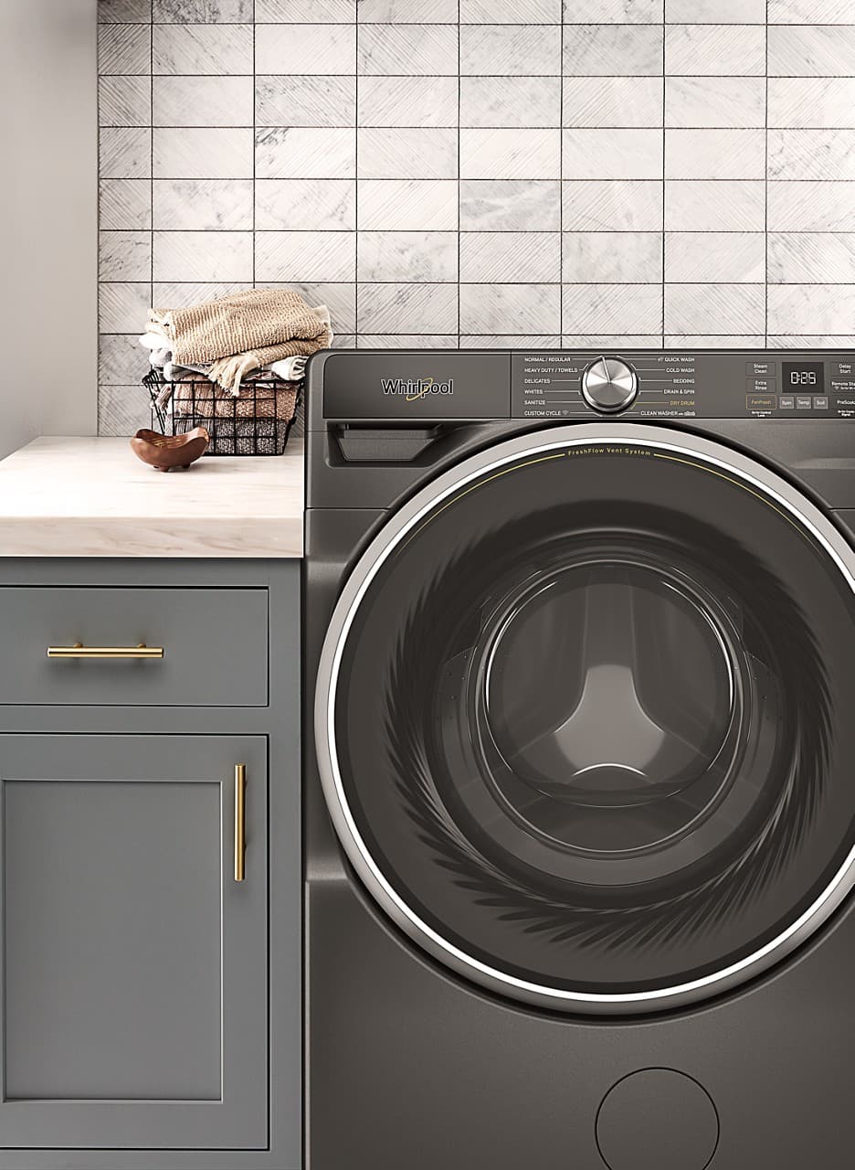 Whirlpool - 5.0 Cu. Ft. High Efficiency Smart Front Load Washer with FreshFlow Vent System - Volcano Black