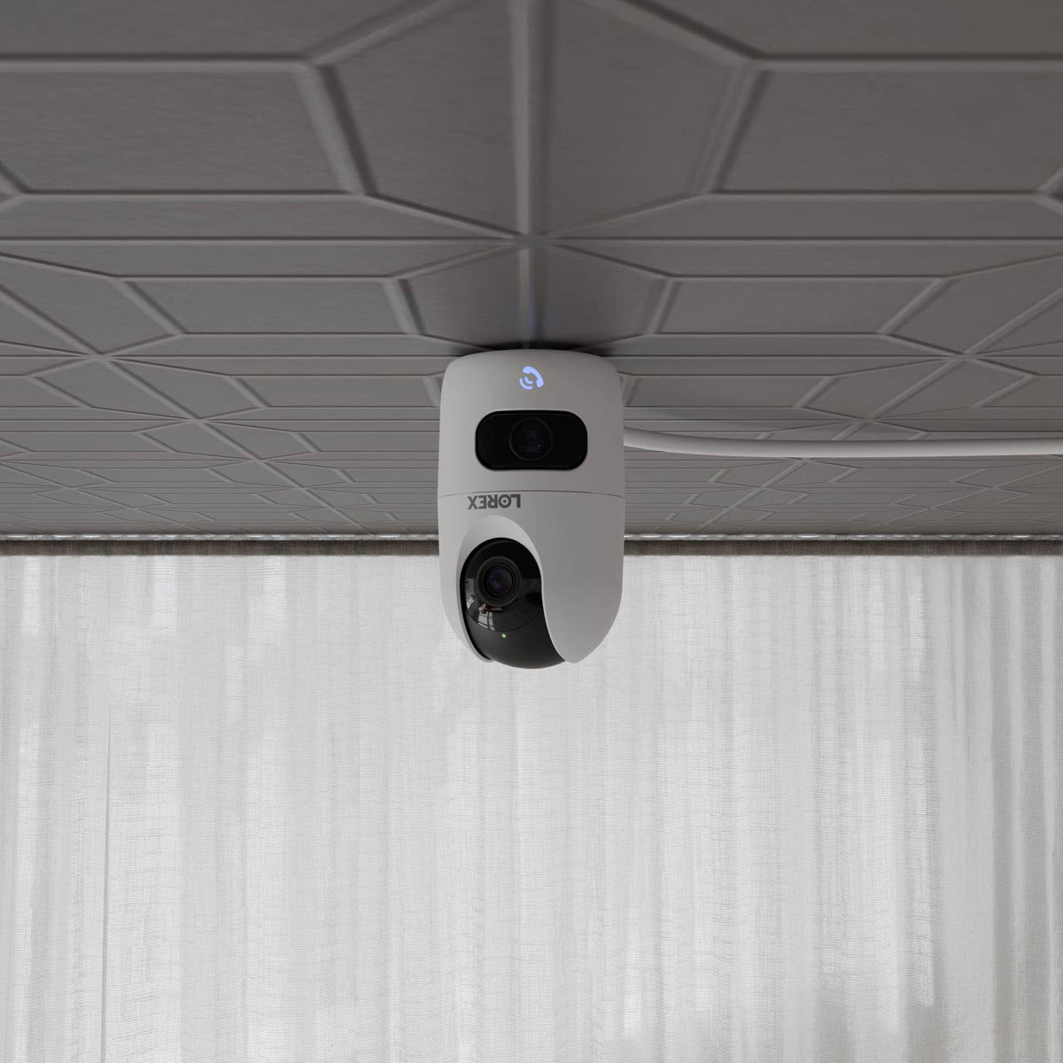Lorex - Connect 2K Dual-Lens Indoor Pan-Tilt Wireless Security Camera - White