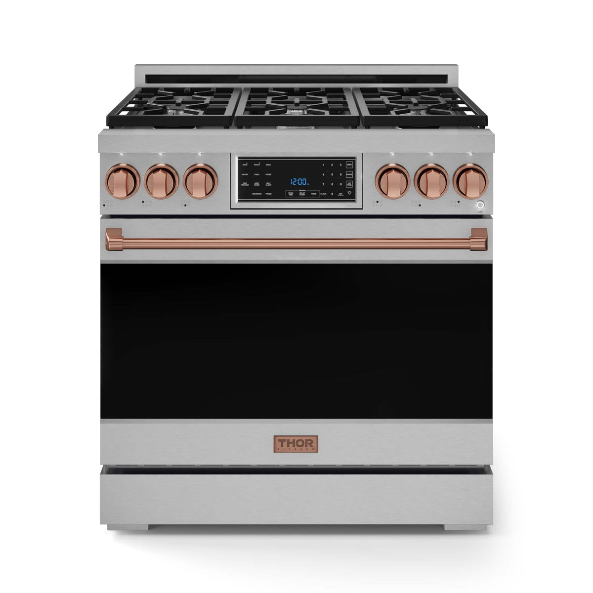 36 in. Wide 6 Burner Gordon Ramsay Series by Thor Kitchen 6.0 Cu. Ft Freestanding Gas Range with Rose Gold Hardware - Stainless Steel