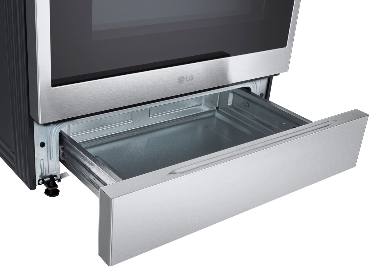 LG - 30-in Wide 6.3 Cu. Ft. Slide-In Electric True Convection Range with 5 Elements, InstaView and 2 UltraHeat Elements - Stainless Steel