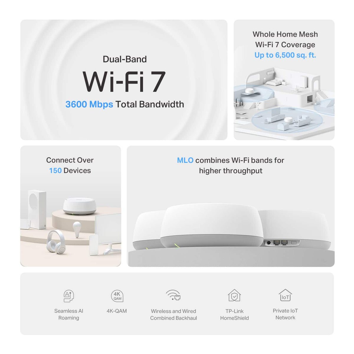 TP-Link - Deco 7 BE3600 Dual-Band Wi-Fi 7 Whole Home Mesh Router System – Deco BE3600 (3-Pack) - White