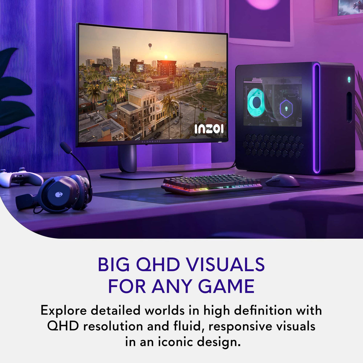 Alienware - AW3225DM 32" VA LED Curved QHD 180Hz 1ms FreeSync Gaming Monitor with HDR (HDMI, DisplayPort, USB) - Interstellar Indigo
