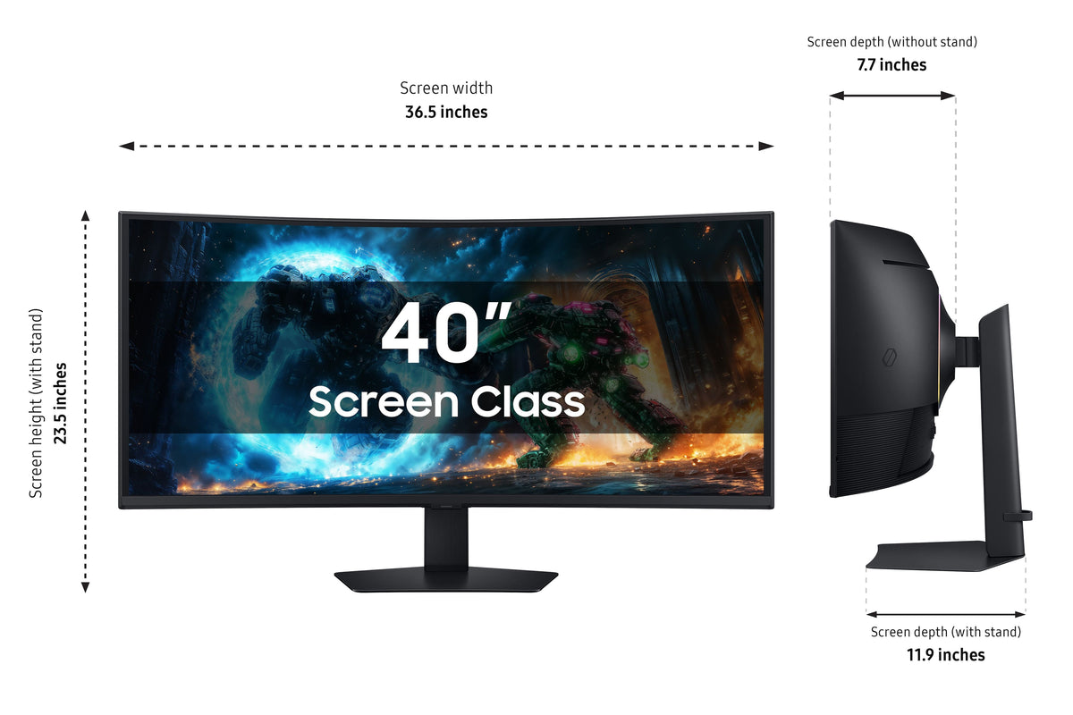 Samsung - 40" Odyssey G75F WUHD 180Hz 1ms AMD FreeSync Prem Pro Curved Gaming Monitor with HDR 600 (DisplayPort, HDMI) - Black