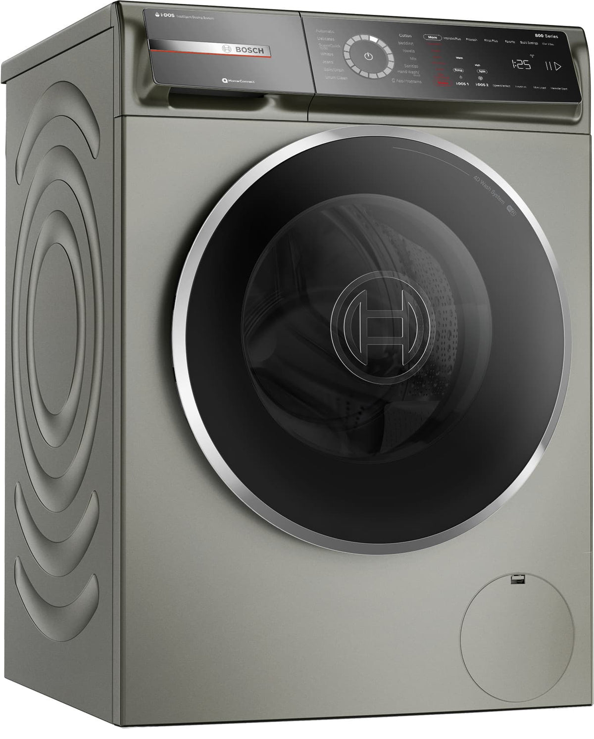 Bosch - 800 Series 2.4 Cu. Ft. High-Efficiency Stackable Smart Front Load Washer with Steam and 4D Wash System - Pearl steel