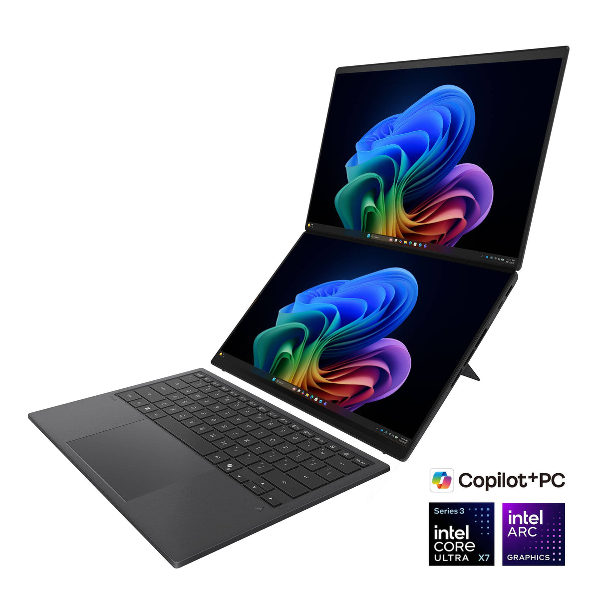 ASUS - Zenbook DUO Dual 14” 3K OLED Touch Laptop - Intel Core Ultra X7 358H (2026) - 16GB Memory - 512GB Storage - Copilot+ PC - Moher Gray