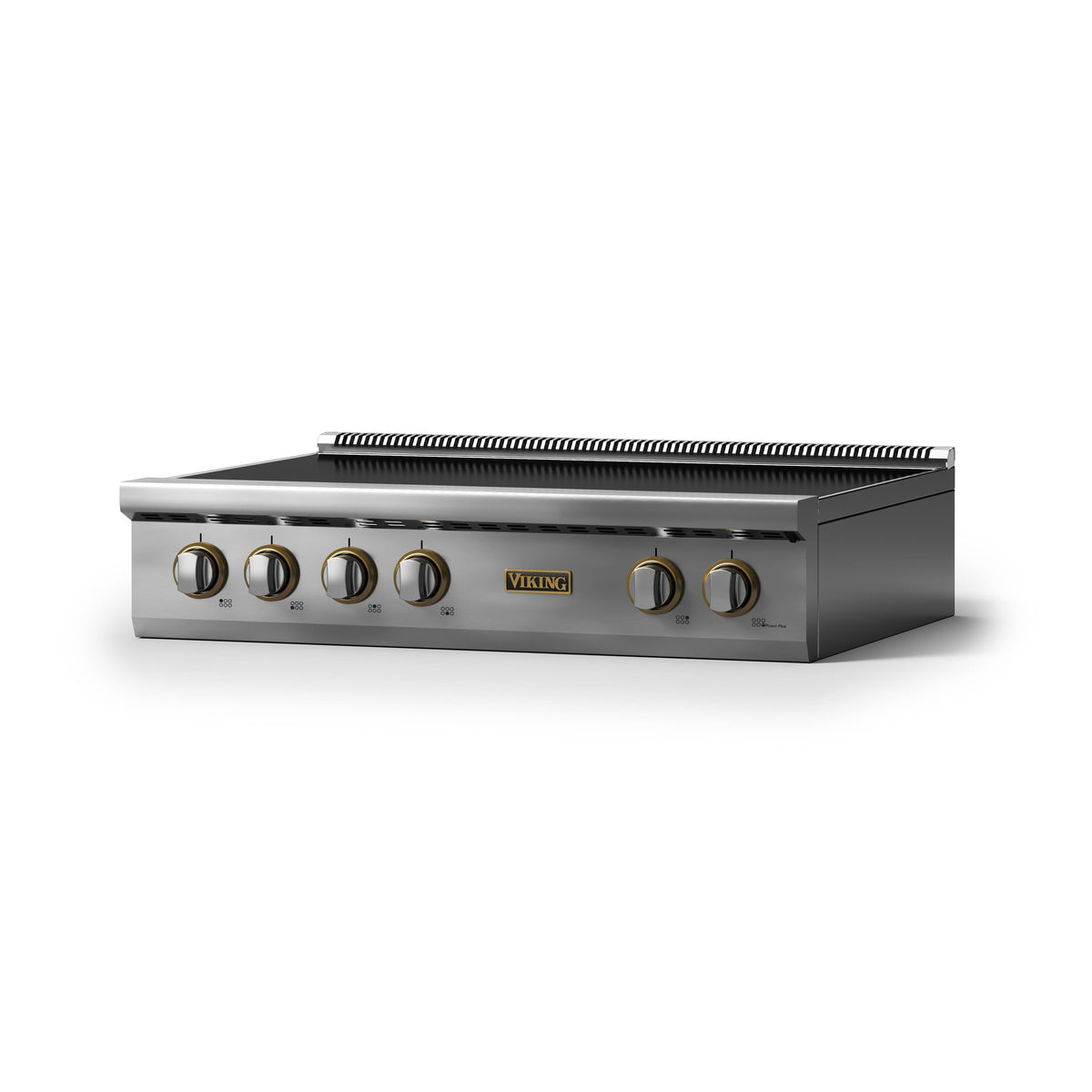 Viking - 36 in. Wide 6 Element Electric Rangetop - w/Brushed Brass - Stainless Steel