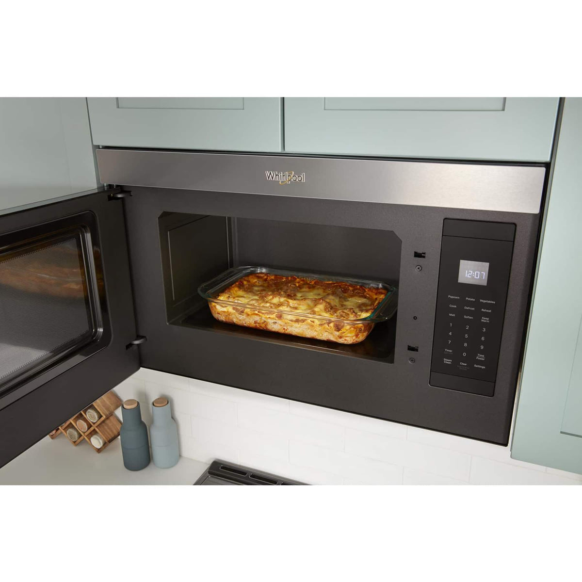 Whirlpool - 1.1 Cu. Ft. Over-the-Range Microwave with Flush Built-in Design - Stainless Steel