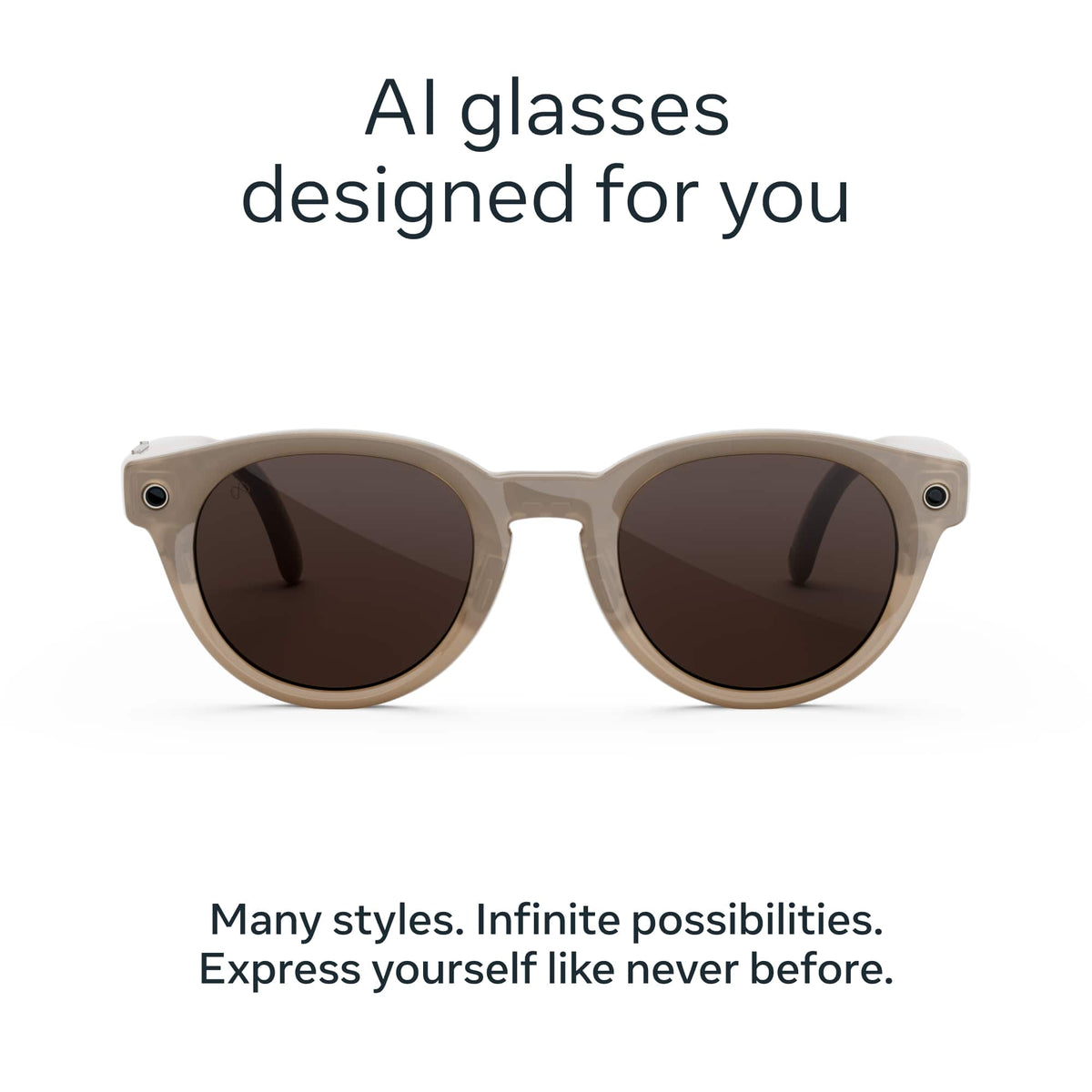Meta - Glasses, Nova Small, Smart Frame, AI Glasses with Camera - Chocolate Lenses - Sandstone