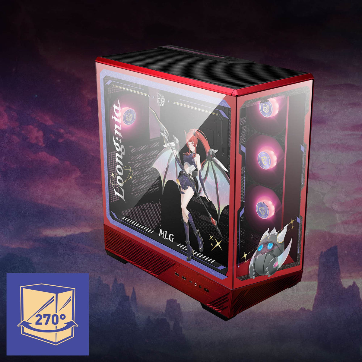 MSI - PANO 130R MLG EDITION ATX Mid-Tower PC Case - Black and Red