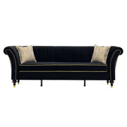 3 Seater Sofa With Rolled Arms, Vertical Channel Tufted Backrest