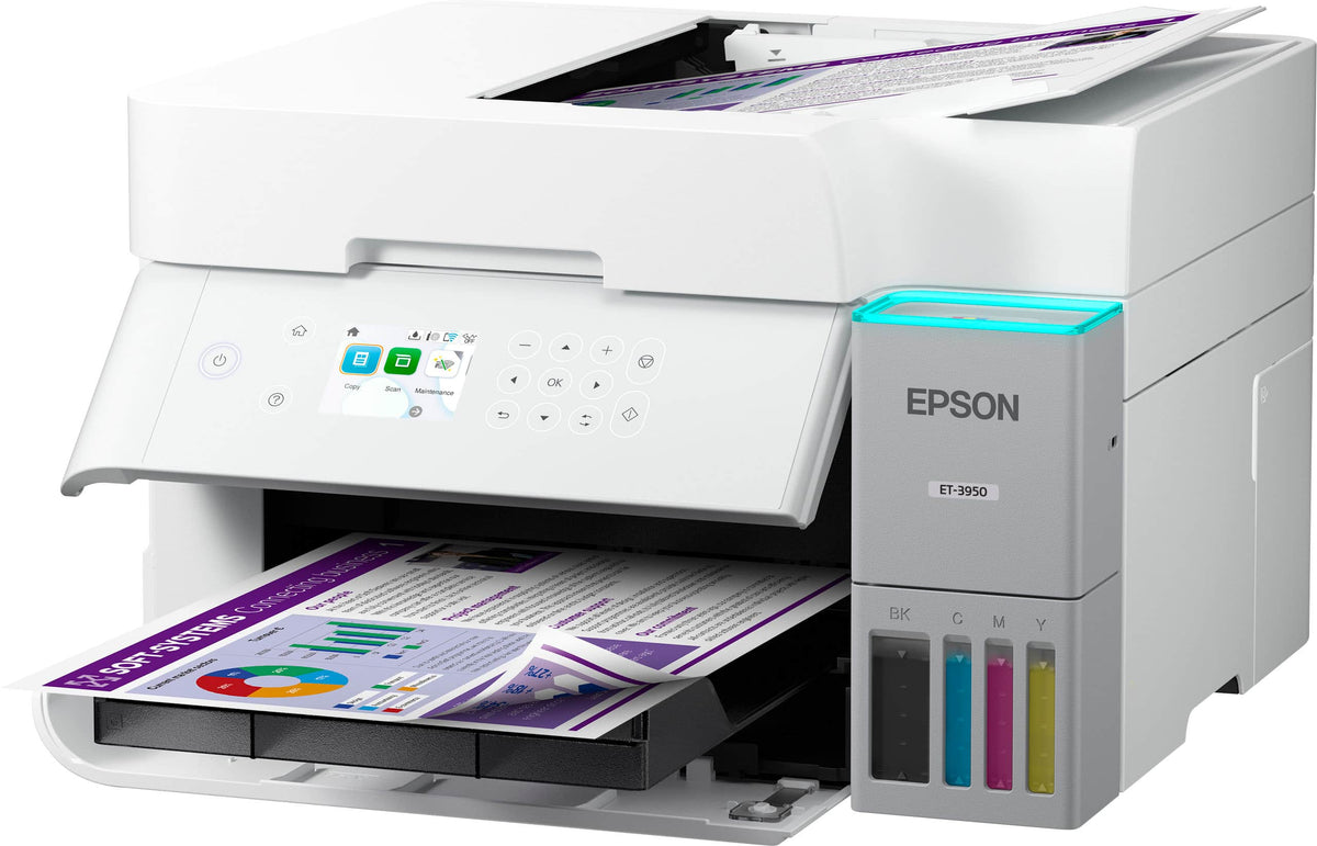 Epson - EcoTank ET-3950 Wireless All-in-One Color Supertank Inkjet Printer - White