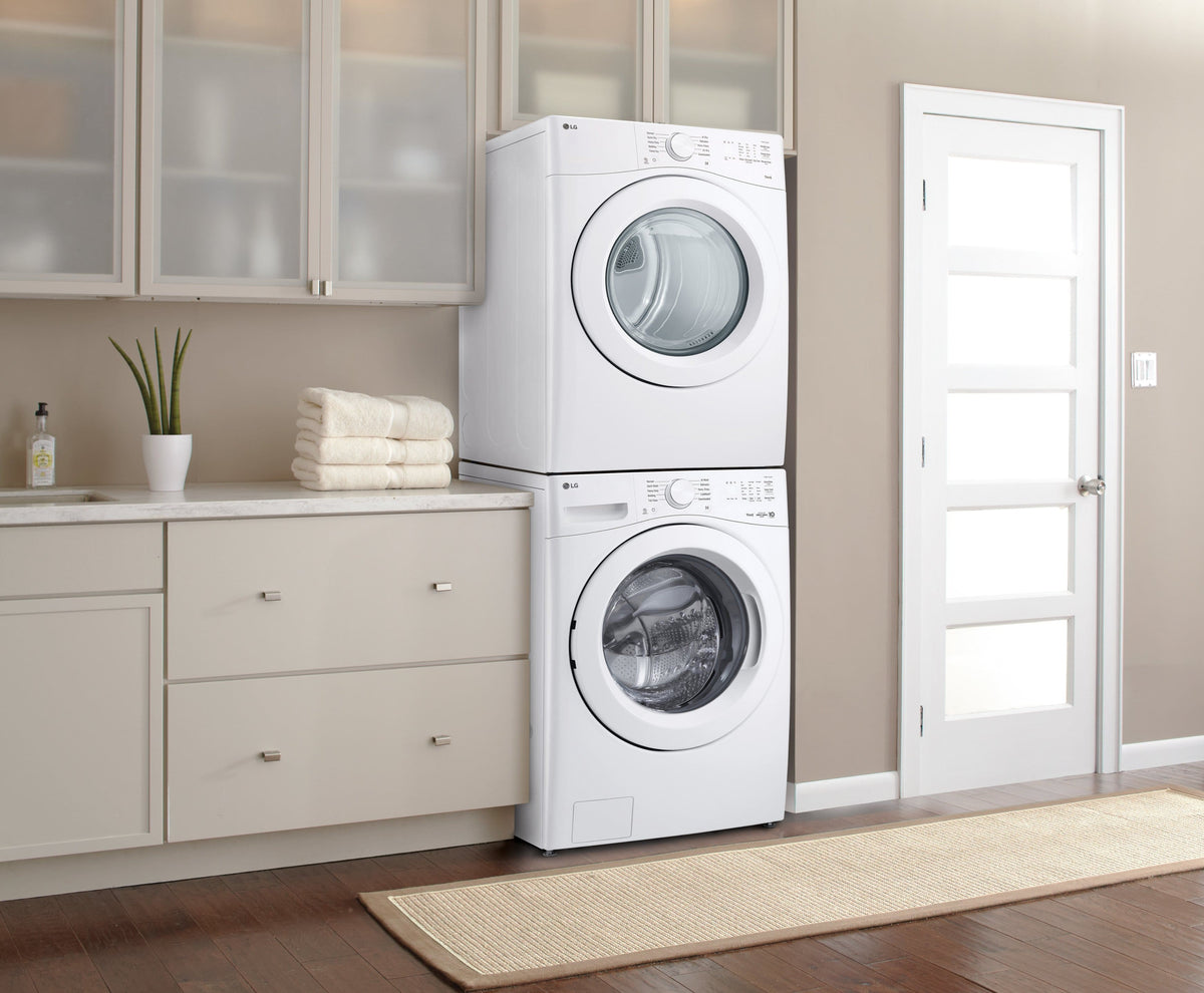 LG - 7.4 Cu. Ft. Ultra Large Stackable Smart Electric Dryer with AI Sensor Dry and LoDecibel Quiet Operation - White