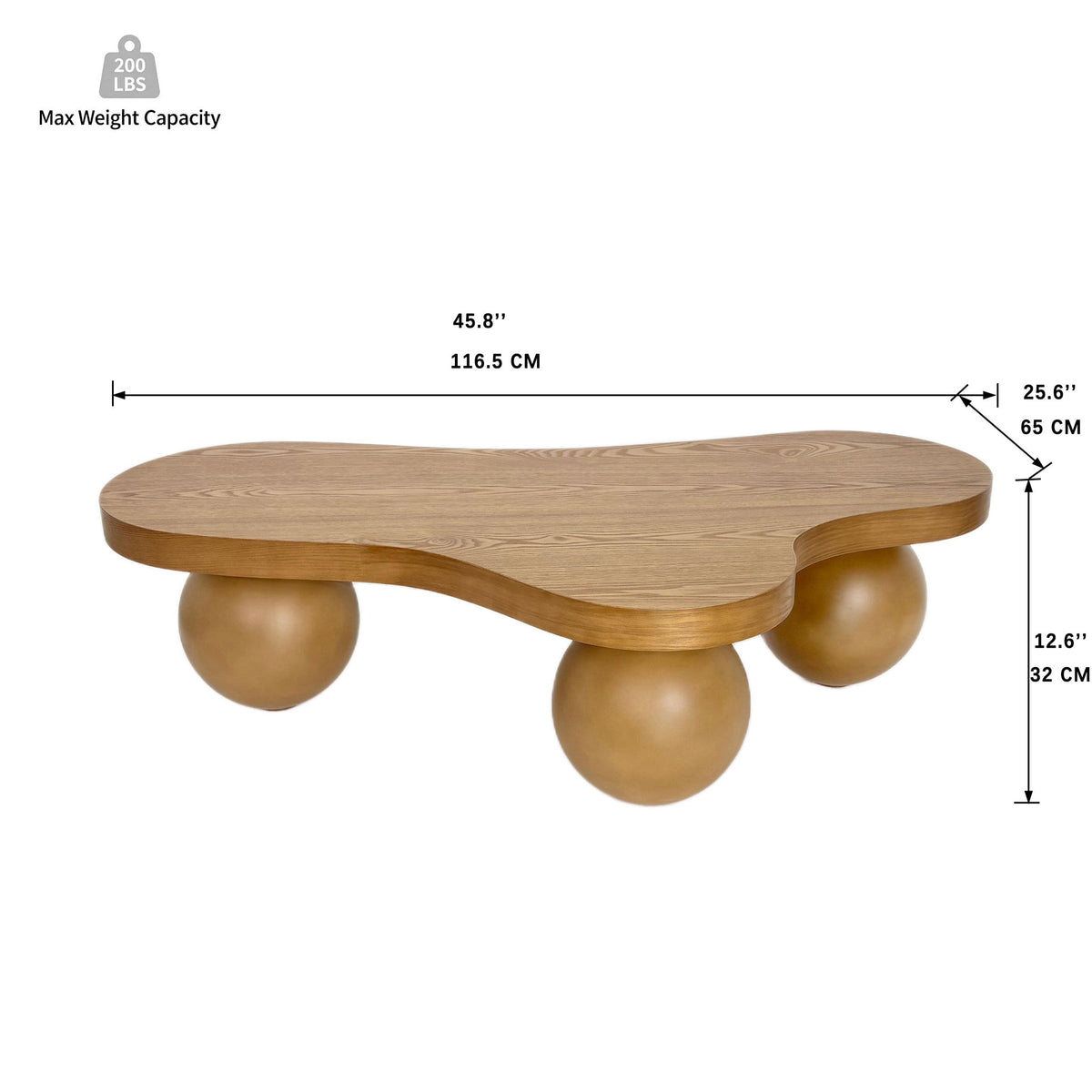 Mesa de centro con forma de nube y 3 patas de bola para sala de estar