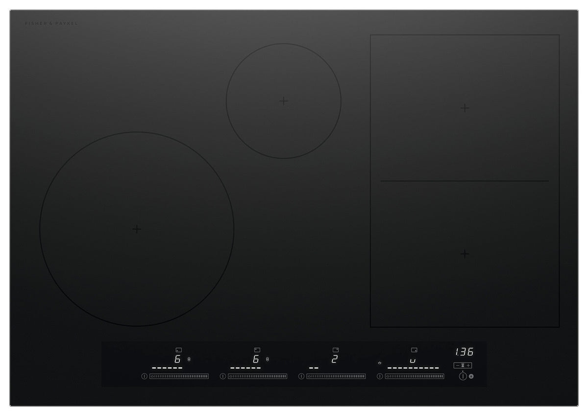 Fisher & Paykel - 30 in. Wide 4 Element Built-in Electric Cooktop, 4 Zones with Smart Zone - Black