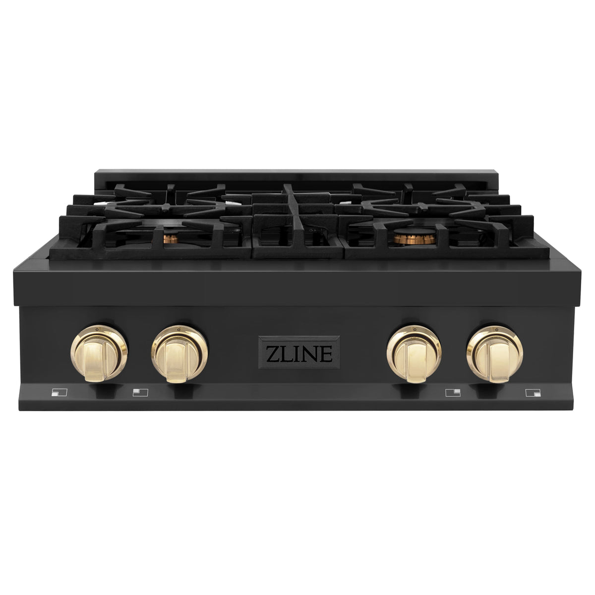 ZLINE - Autograph 30 in. Legacy Rangetop in Black Stainless Steel w/ Gold Accents - Black Stainless Steel