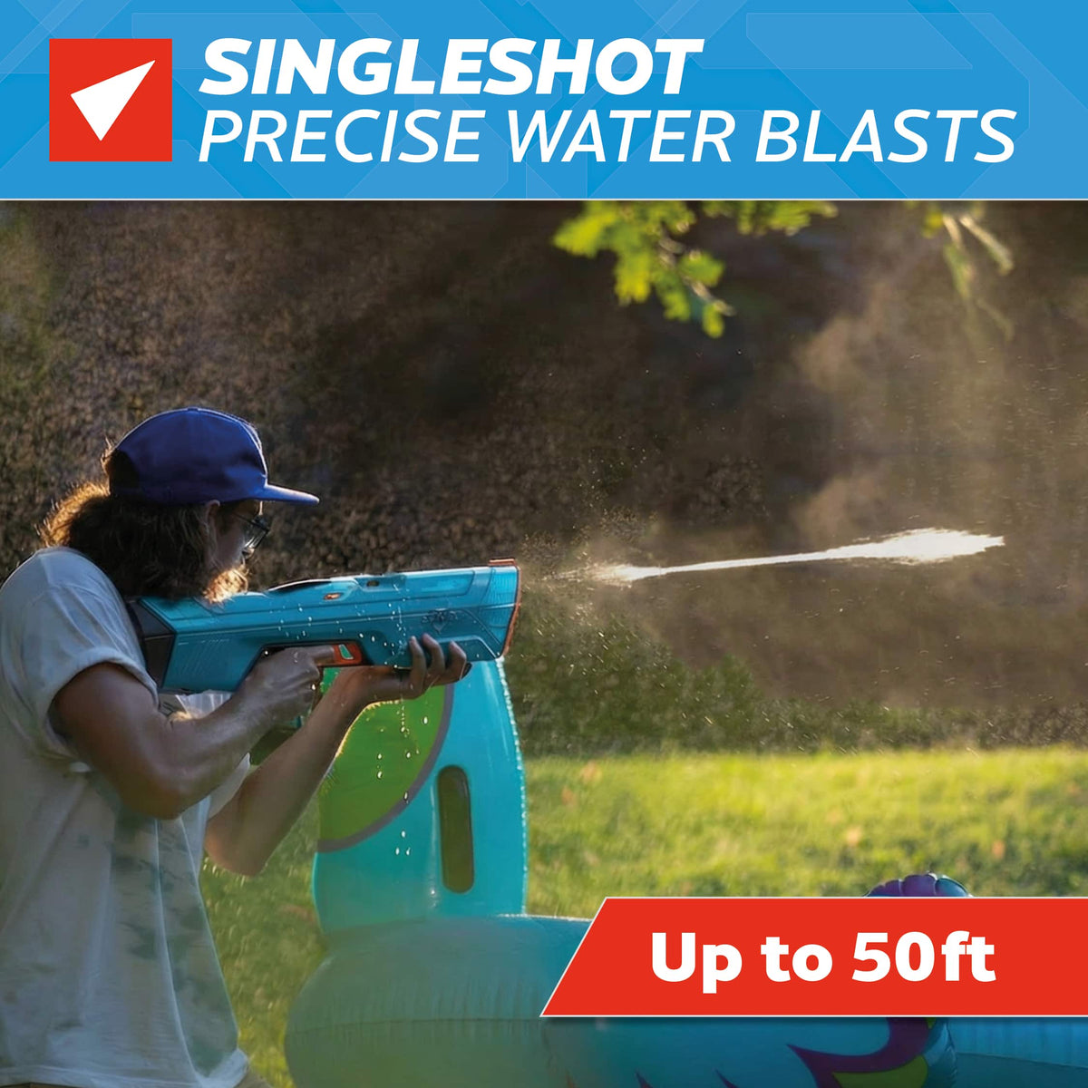 SPYRA - Electric Water Blaster Outdoor Squirt for Pool Games, SpyraFour - Red