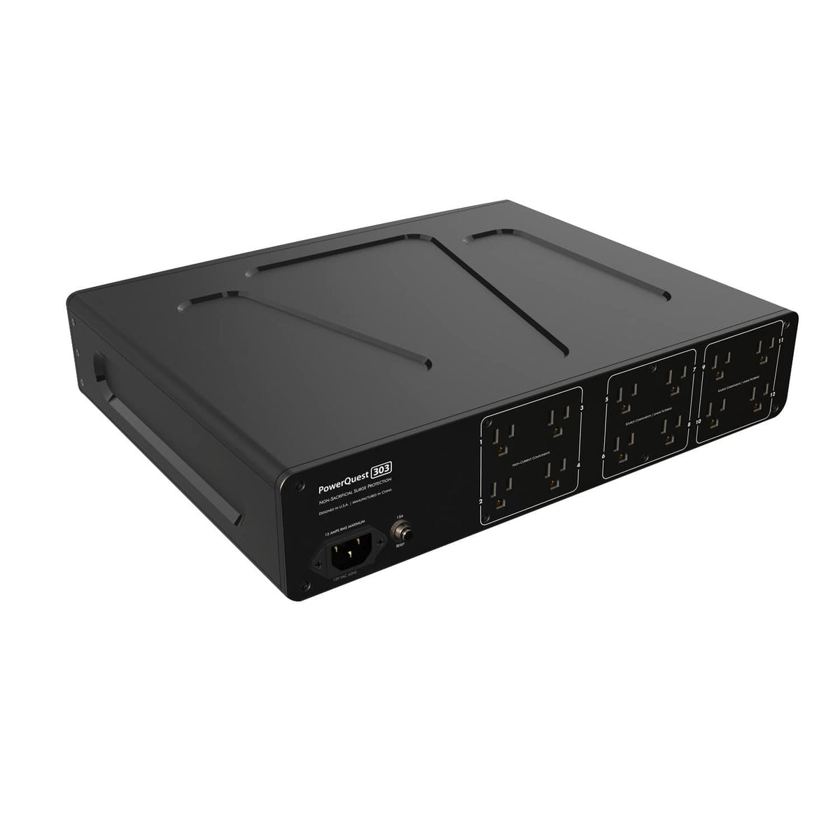 AudioQuest - PowerQuest 707 Premium 12-Outlet/Unlimited Joules Non-Sacrificial Surge Protector with Transient Power Correction - Black