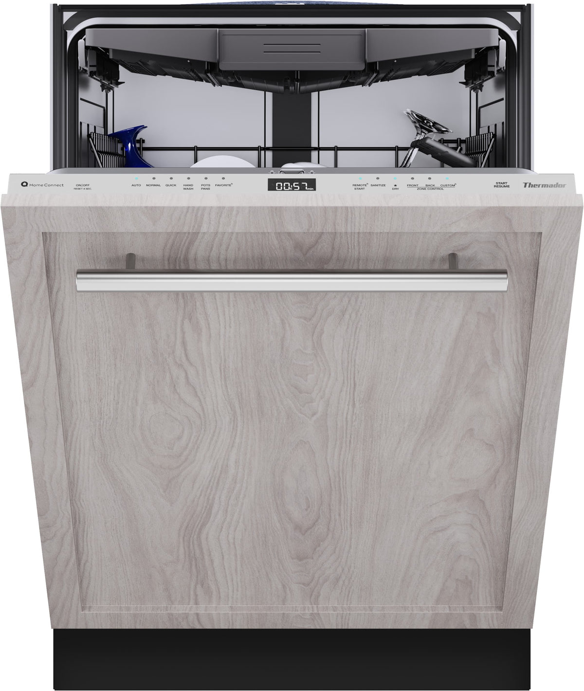 Thermador - Sapphire 24" Top Control Smart Built-In Stainless Steel Tub Dishwasher with 3rd Rack and Interior Light, 44 dBA - Custom Panel Ready