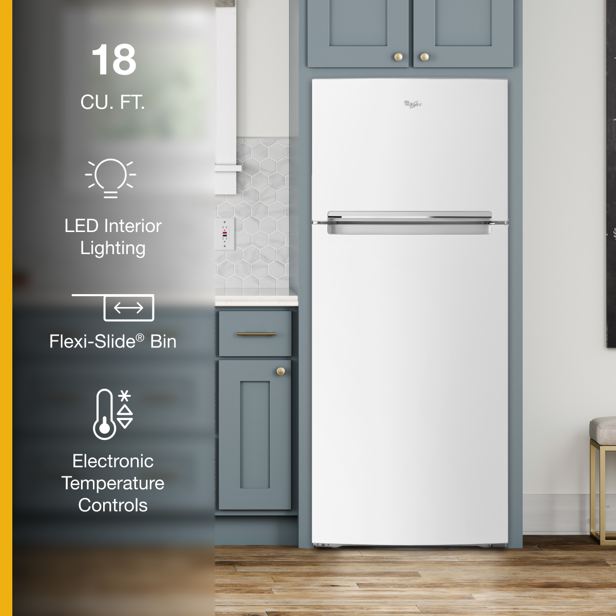 Whirlpool - 18 Cu. Ft. Wide Refrigerator Compatible With The EZ Connect Icemaker Kit - White