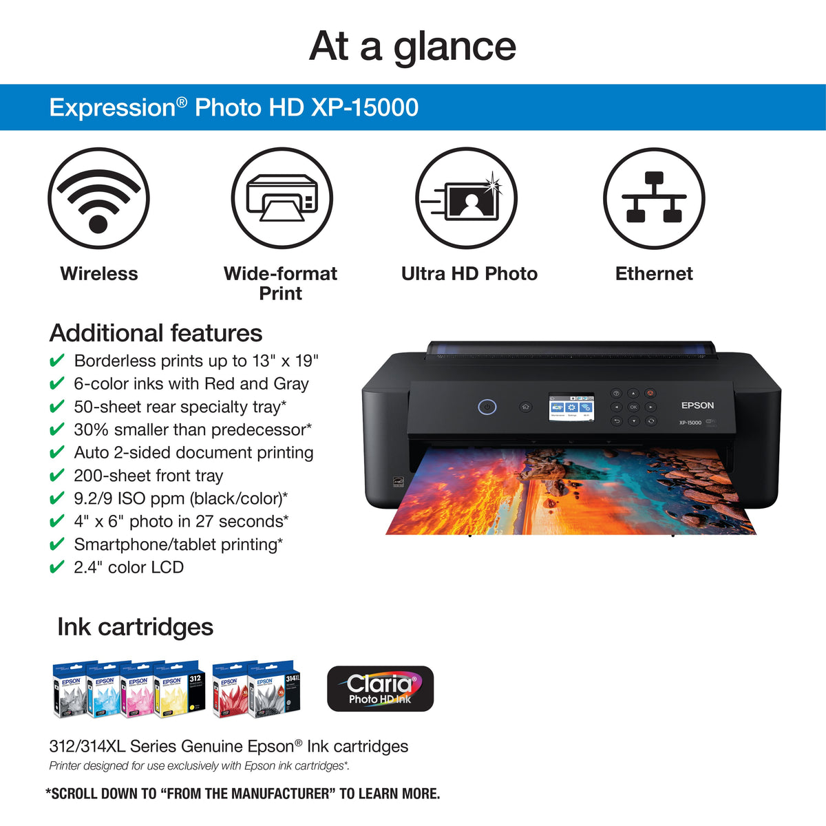 Epson - Expression Photo HD XP-15000 Wireless Inkjet Printer - Black