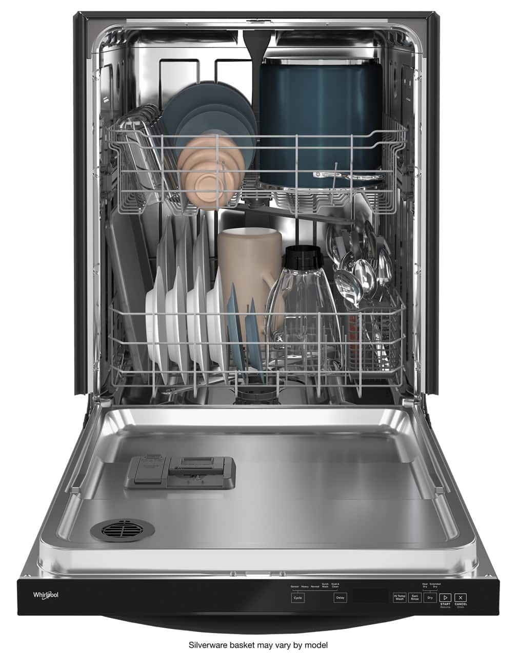 Whirlpool - 24 inch Top Control Built-In Stainless Steel Tub Dishwasher with Large Capacity Tall Top Rack and 50 dBA - Black