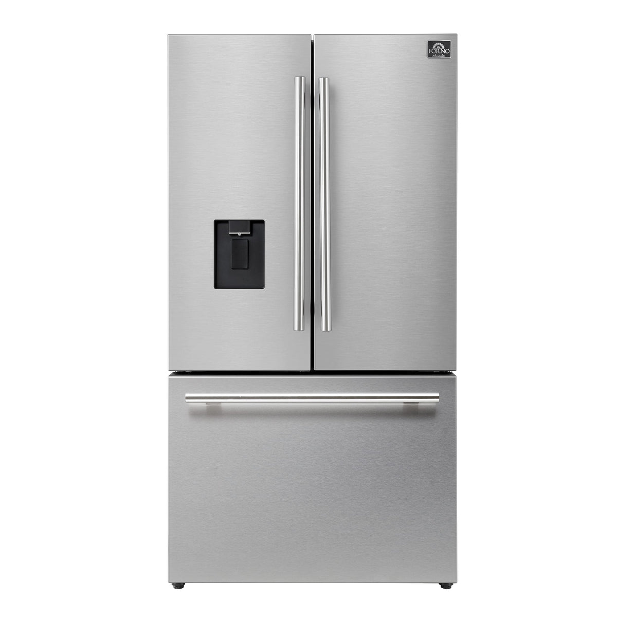 Forno Appliances - 36 in. Wide Aosta 22.4 Cu. Ft. French Door Refrigerator with Automatic Ice Maker - Stainless Steel