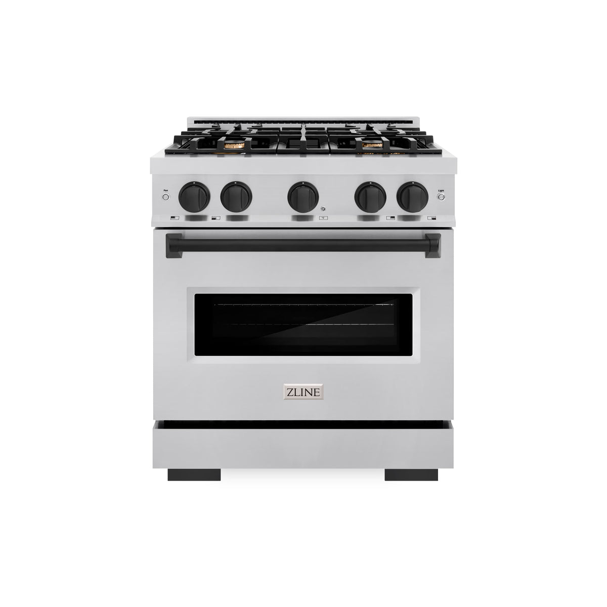 30 in. Wide 4 Burner ZLINE Autograph Edition Classic Gas Range with Matte Black Accents (CGRZ-30-MB) - Stainless Steel