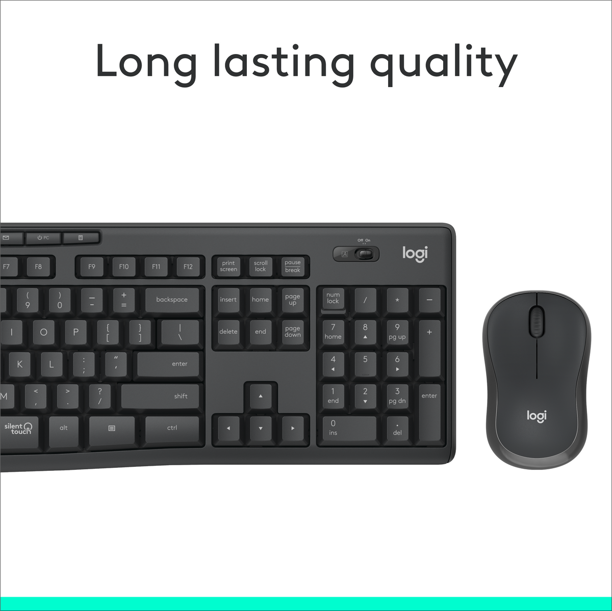 Logitech - MK295 Full-size Wireless Membrane Keyboard and Mouse Combo for Windows and Chrome OS with SilentTouch Technology - Graphite