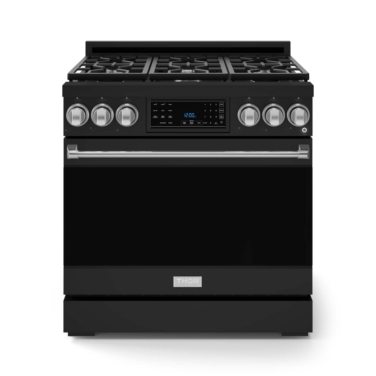 36 in. Wide 6 Burner Gordon Ramsay Series by Thor Kitchen 6.0 Cu.Ft Freestanding LP Gas Range w/ Stainless Steel Handles - Black