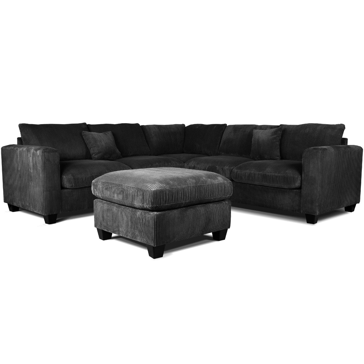 Conjunto de sofá seccional en forma de L de estilo moderno con otomana