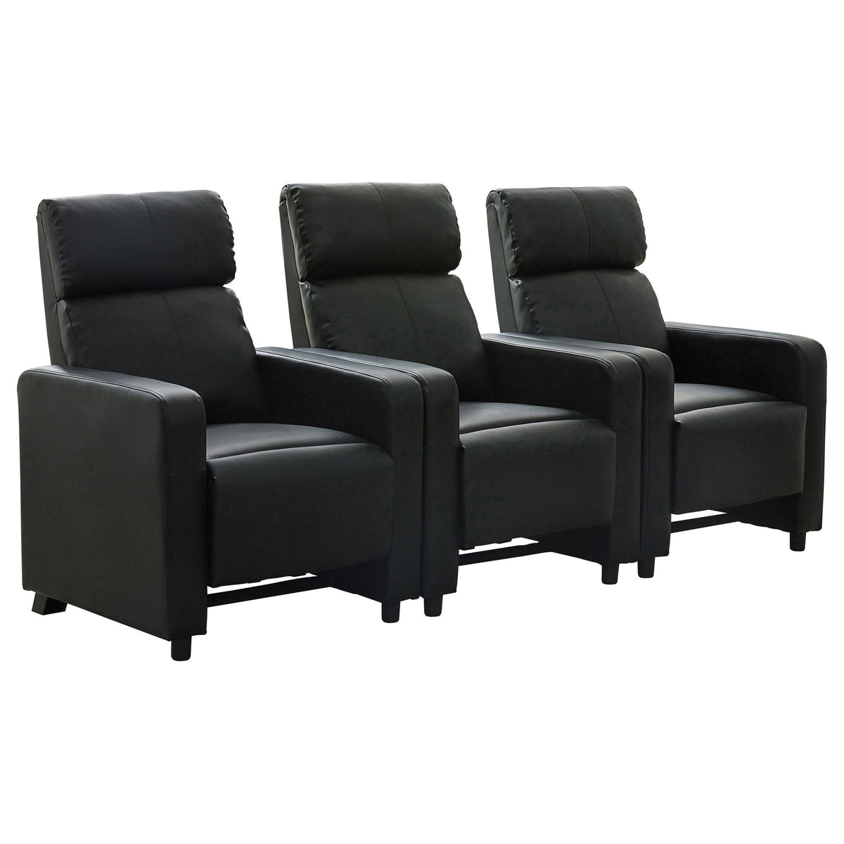 Warren - Sala de cine en casa reclinable de 3 plazas - Negro