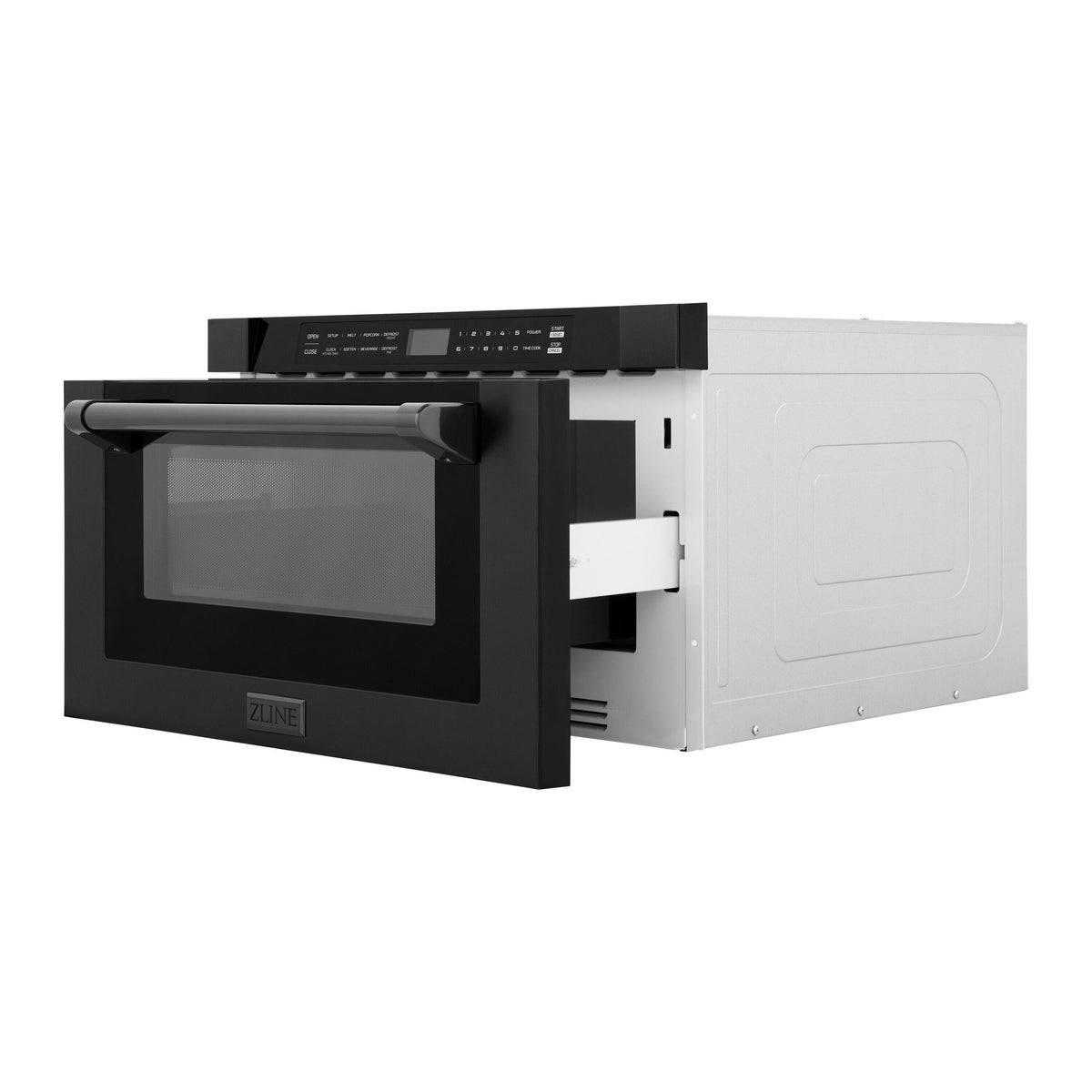 ZLINE - 24 in. 1.2 cu. ft. Built-in Microwave Drawer with a Traditional Handle - Black Stainless Steel