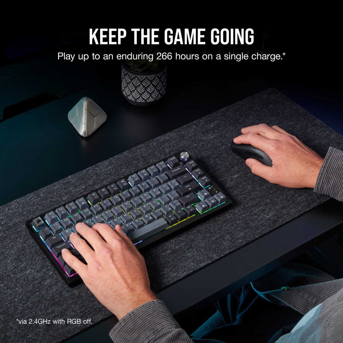 CORSAIR - K65 PLUS RGB 75% Wireless Mechanical Pre-Lubricated MLX Red Linear Switch Gaming Keyboard with Hot-Swappable Switches - Black/Gray