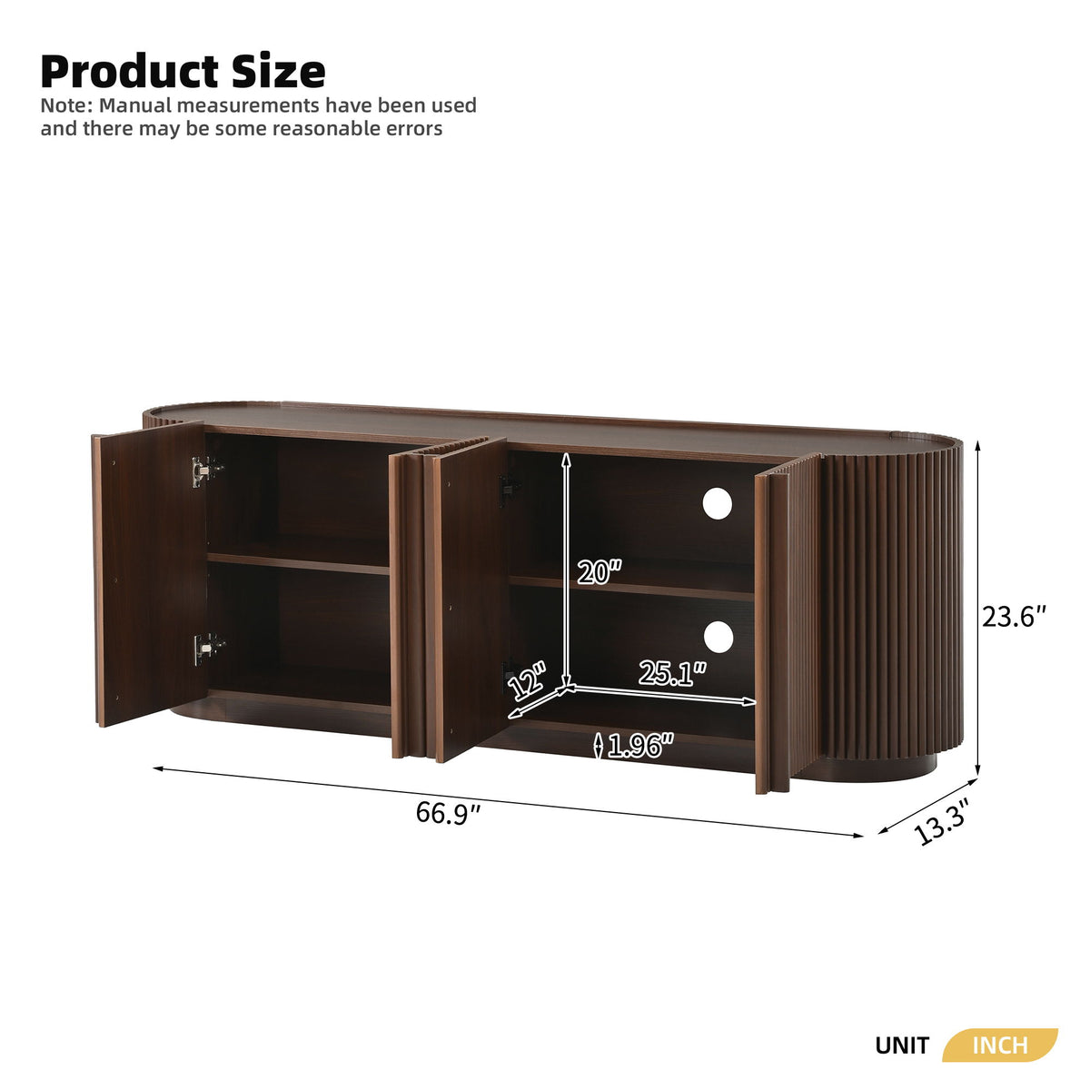 Mueble para TV con puerta de estilo tambor estriado