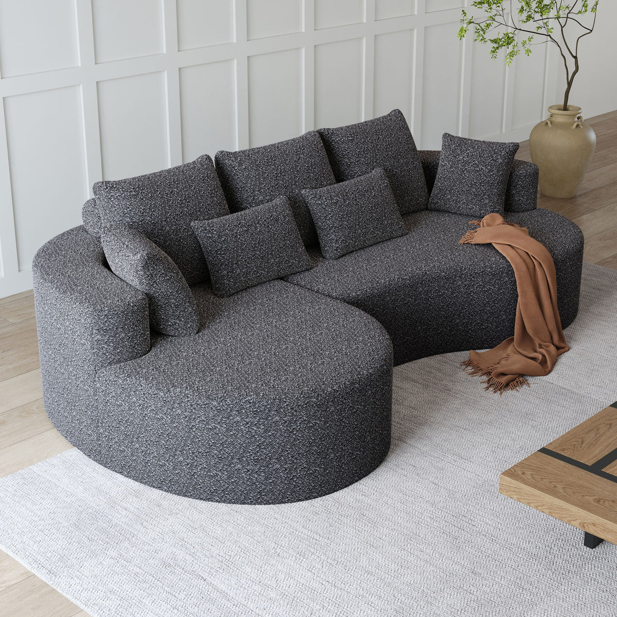 Sofá Seccional Curvo Extragrande con Asiento Extra Profundo