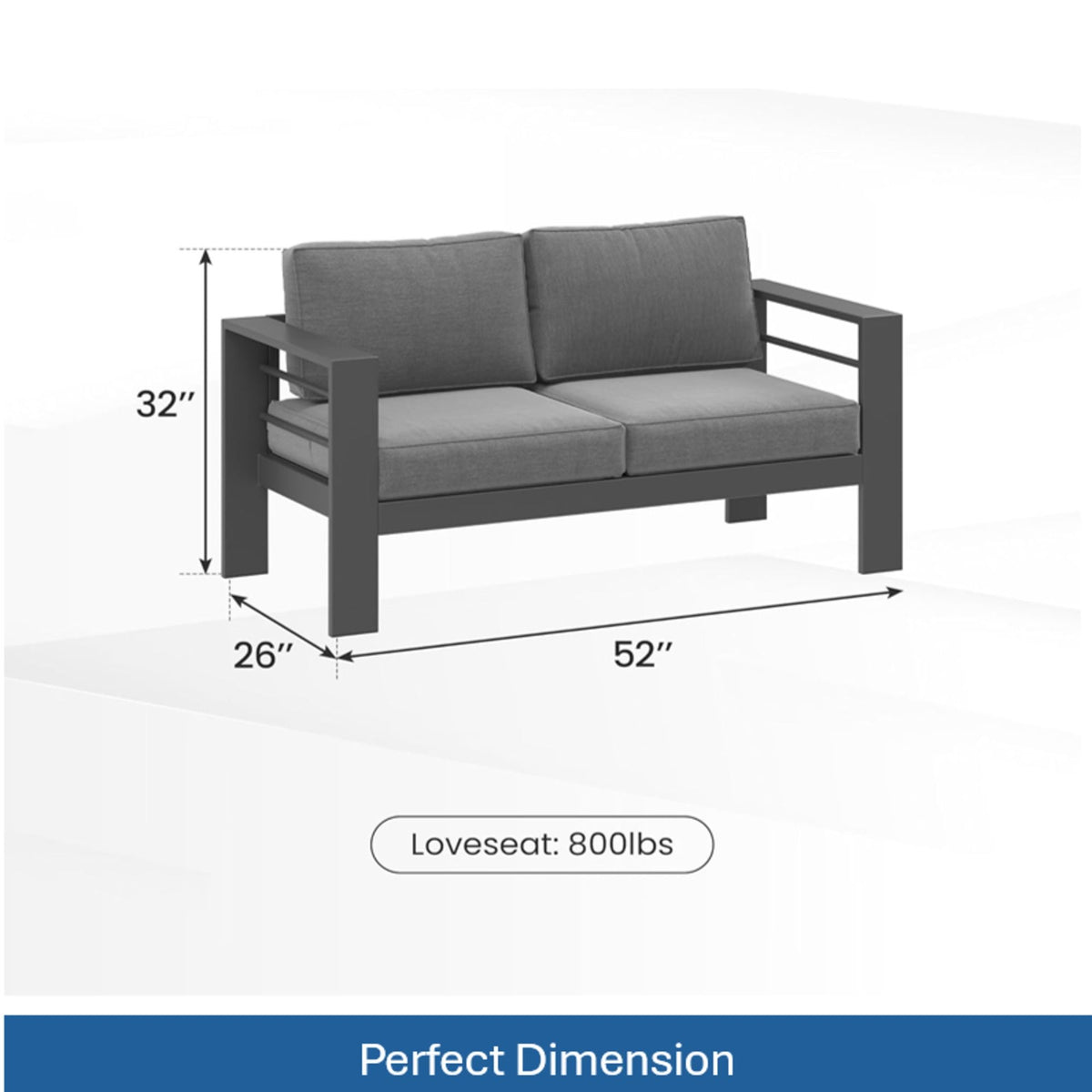 All-Weather Patio Loveseat With Thick Cushions