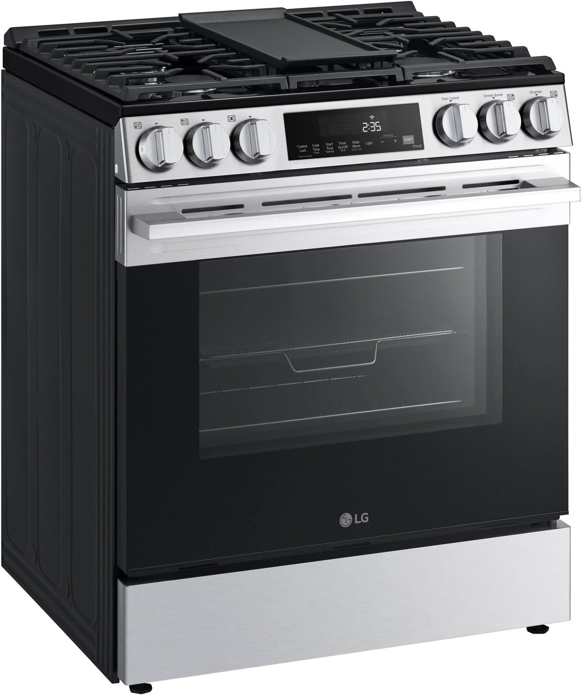 LG - 30-in Wide 5.8 Cu. Ft. Slide-In Gas True Convection Smart Range with 5 Burners, Air Fry and UltraHeat 20K Burner - Stainless Steel