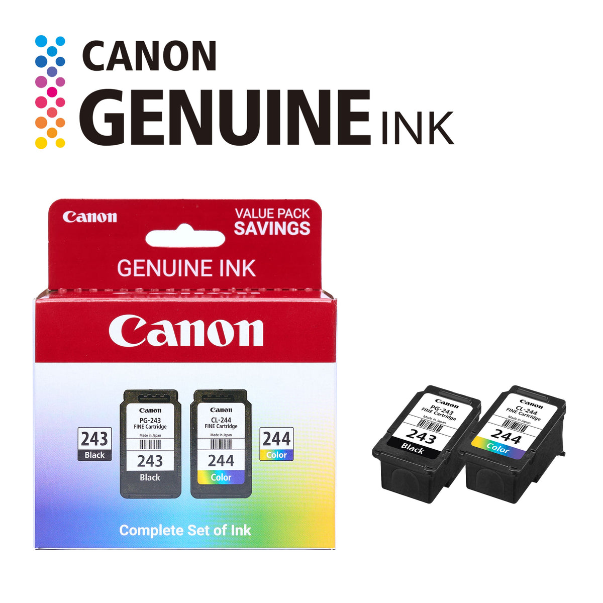 Canon - 243 / CL-244 Value Pack Standard Capacity Ink Cartridges - Black/Cyan/Magenta/Yellow