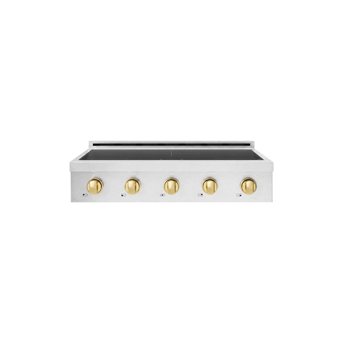 ZLINE - Autograph 36 in. Paramount Built-in Induction Rangetop with 5 Element Cooktop in Satin Steel & Polished Gold Accents - Satin Stainless Steel