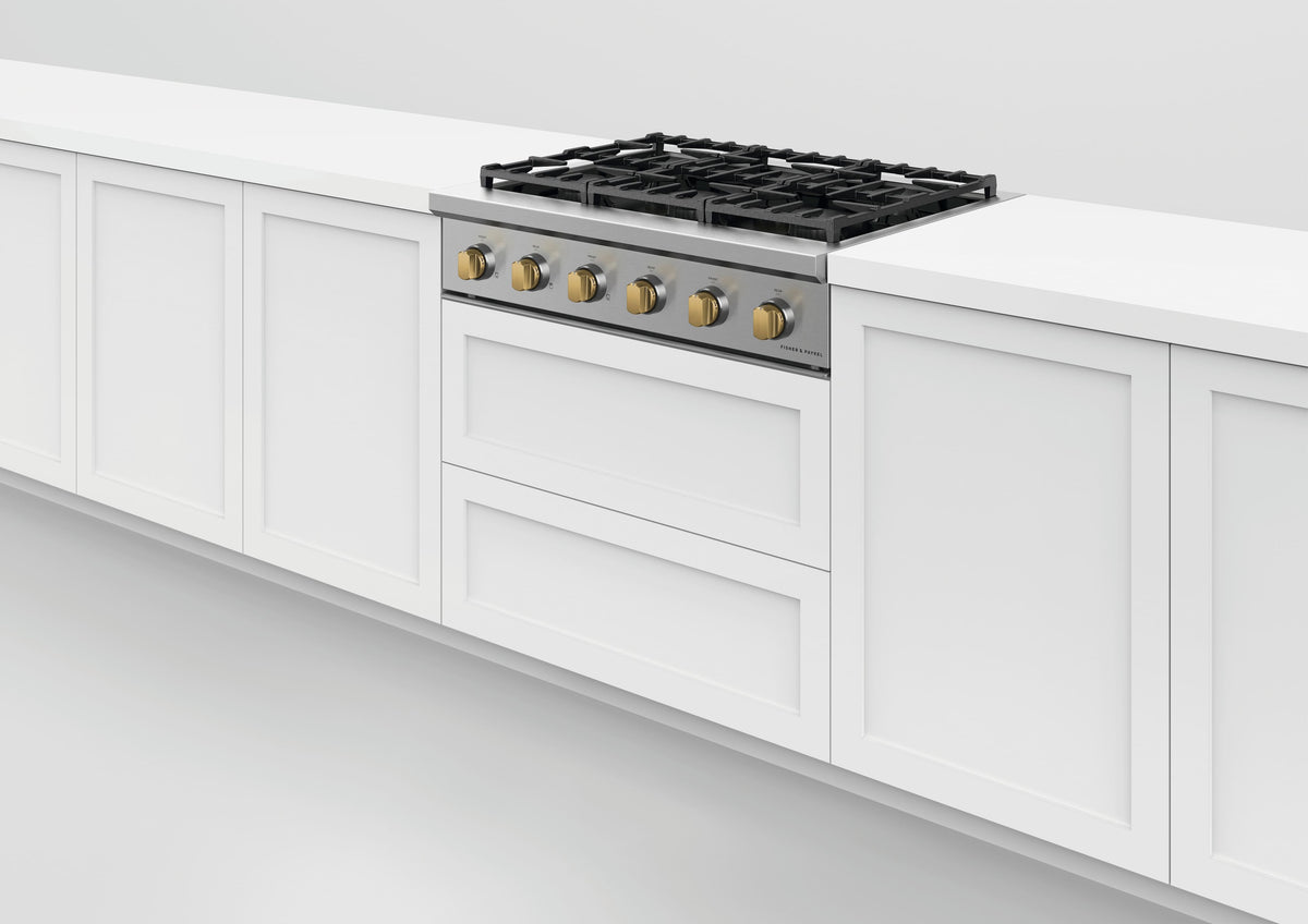 Fisher & Paykel - Pro Rangetop Dial Kit, 36 in, 6 Burner - Brass