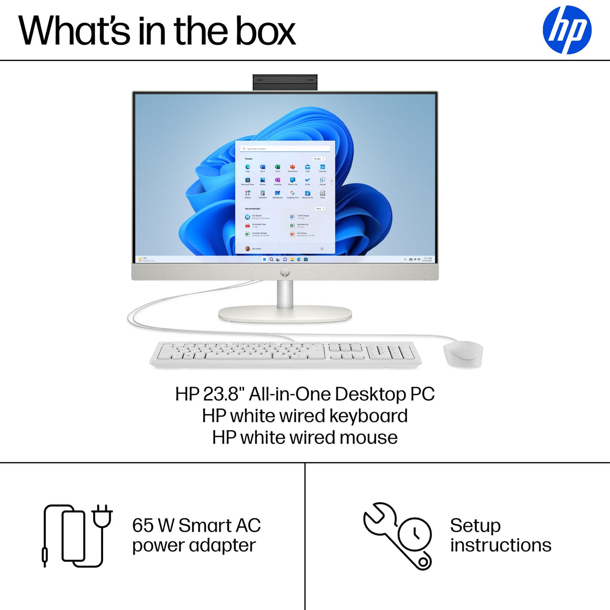 HP - 23.8" Full HD Touch-Screen All-in-One - Intel Core i3 N300 2023 - 8GB Memory - 512GB SSD - Shell White
