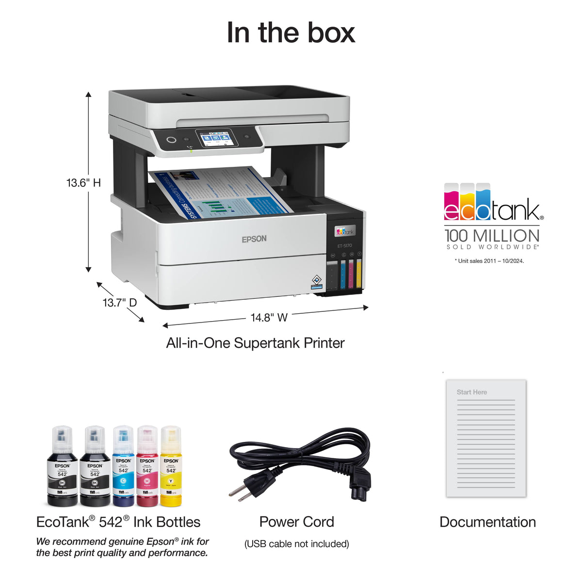 Epson - EcoTank Pro ET-5170 Wireless All-in-One Supertank Printer - White