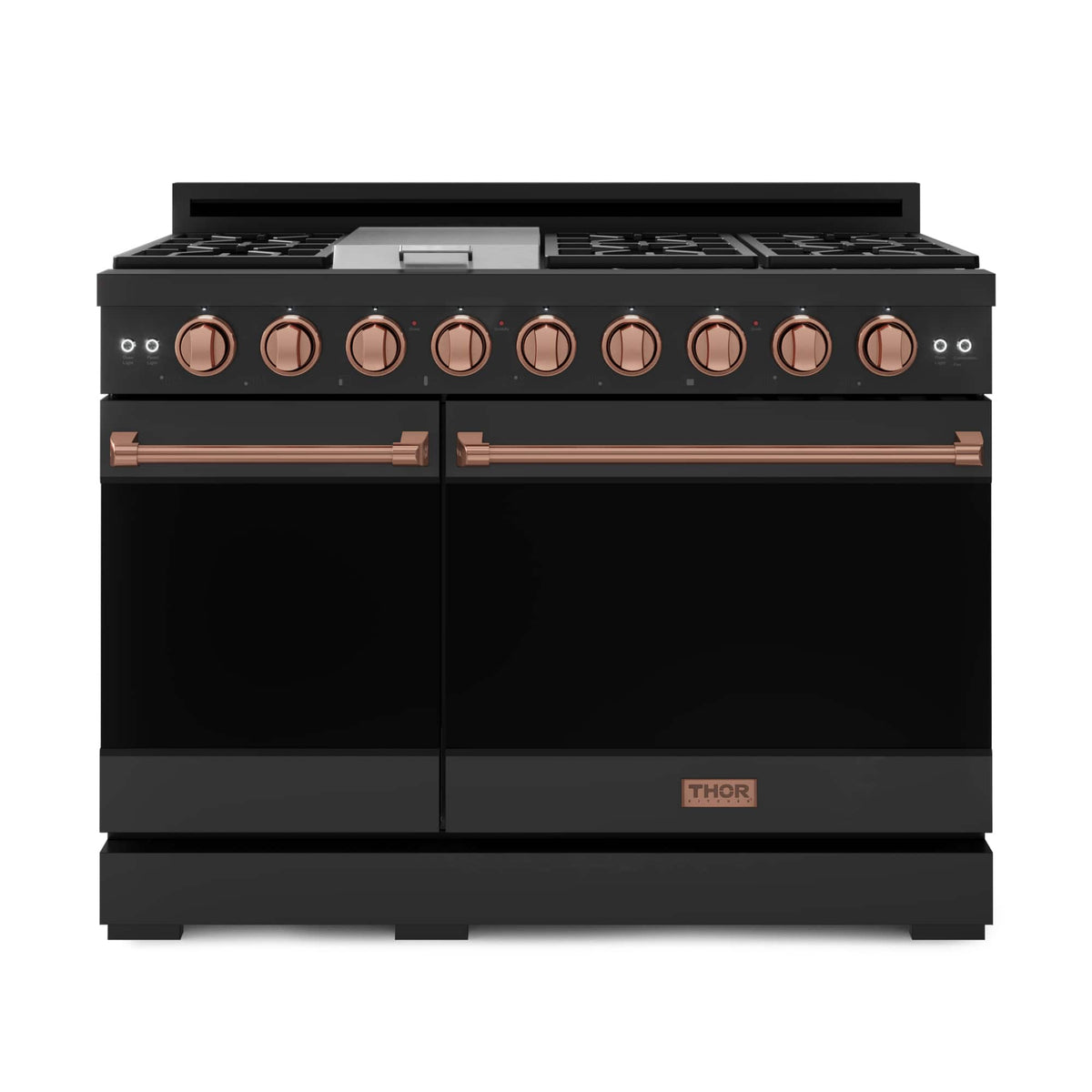 48 in. Wide 7 Burner Gordon Ramsay Series by Thor Kitchen 6.8 Cu. Ft Freestanding LP Gas Range with Rose Gold Hardware - Black