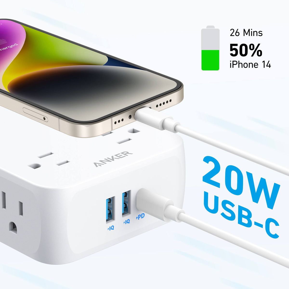Anker - 341 USB Power Strip - White